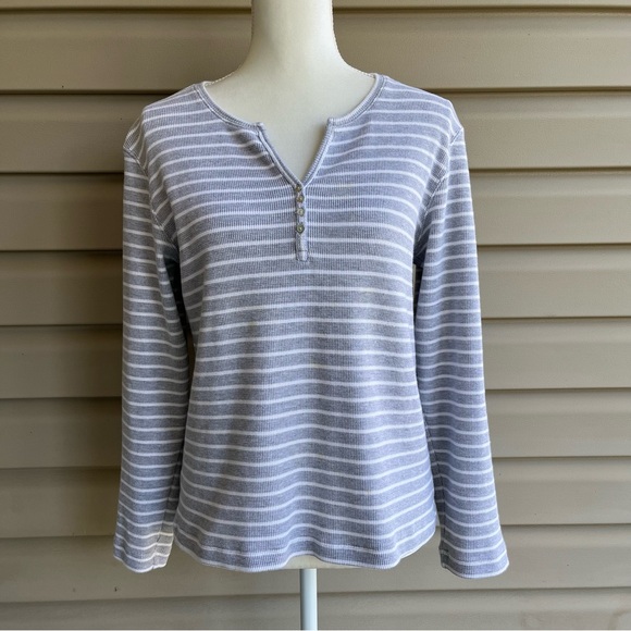 Chico's Tops - •Chico’s• Additions Waffle Knit Striped Top - Size 16 (Chico’s Size 3)